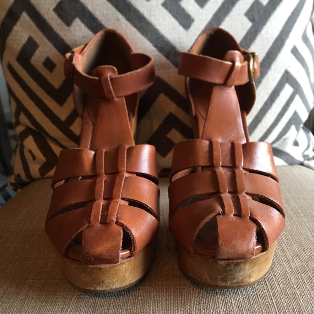 Vintage Wood-sole Platform Sandals